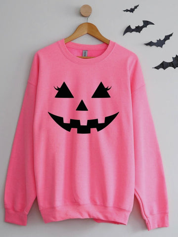 Jack-o-lantern Sweatshirt:  Neon Pink
