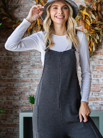 Ribbed Overall Jumpsuit: Charcoal