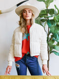 Cable Knit Puffer Jacket: Ivory