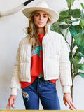 Cable Knit Puffer Jacket: Ivory