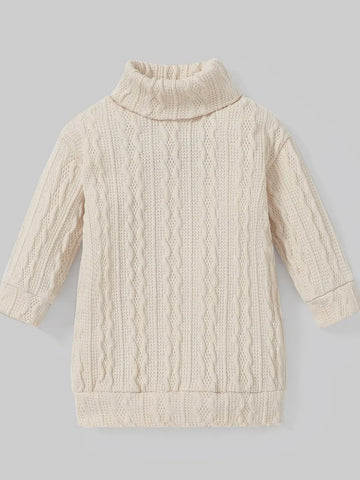 Cable Knit Sweater Dress Kids: Ivory