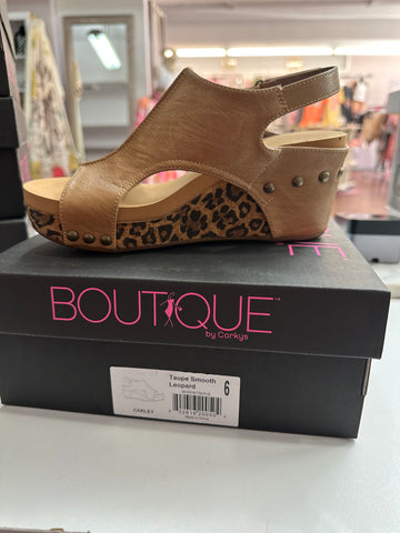 Carley Wedges: Taupe Smooth Leopard