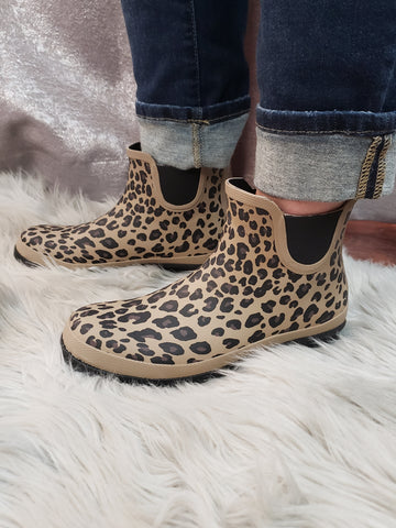 Yikes Booties: Taupe Leopard