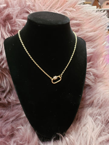 Oval Lock Necklace: Gold