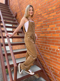 Fall In Line Corduroy Overalls: Camel