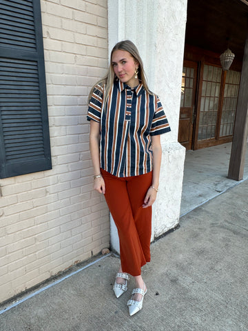 Colette Wide Leg Pants: Rust