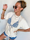 Polka Dot Bikini Top Tee: Ivory