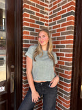 Washed And Worn Top: Olive