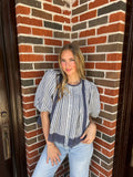Porch Swing Stripe Blouse: Dark Navy
