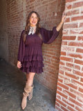 Must Be Magic Ruffle Dress: Mulberry