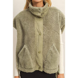 Sassy Sherpa Vest: Olive