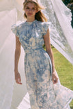 *RESTOCKED* In a Garden Mood Midi Dress: Sky Blue