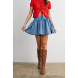 Dotted Doll Mini Skirt: Denim