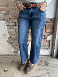 Rocky Seamed Straight Denim PLUS: Medium Wash
