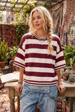 Gameday Striped Top: Maroon/Whitel