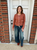 Stand Out Stitch Cardigan: Rust