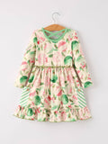 Festive Flutter Dress: Pink/Green