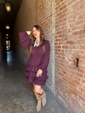 Must Be Magic Ruffle Dress: Mulberry