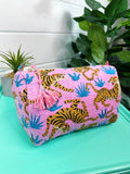 Tiger print Cosmetics Bag: purple/blue