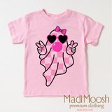Bubble Gum Ghost Halloween Tee: Pink