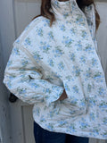 Let It Snow Floral Puffer: Blue/Cream