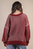 Pinned and Knitted Long-sleeve: Burgundy