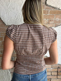 Autumn in the Air Plaid Top: Brown