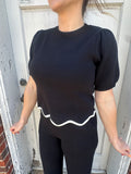 Sassy Scallops Top: Black