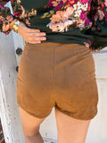 Sleek Suede Mini Skort: Camel