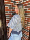 Porch Swing Stripe Blouse: Dark Navy