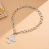 Hammered Cross Necklace: Silver