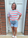 Feeling Good Striped Top: Coral/Blue