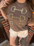 Western Horse Bit Tee: Espresso