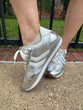 Kickoff Sneakers: Silver Crinkle Metallic