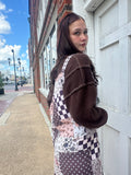 Vintage Revival Patchwork Overalls: Brown Mix