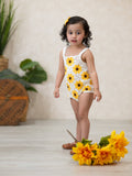 Summer Sunflower Crochet Romper: Ivory Mix