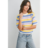 Sweet Stripes Knit Top : Ivory/Pink