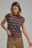New Perspective Sweater Top: Chocolate/ Blue