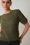 Braided Beauty Knit Top: Green