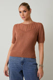 Braided Beauty Knit Top: Camel