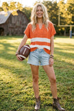 Varsity Sweater Top: Orange/White