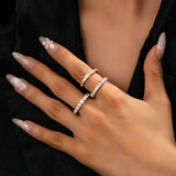 Triple Crystal Ring Set: Gold