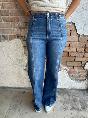 Sloane Seamed Denim: Dark Wash
