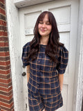 Plaid Behavior Top: Navy Combo