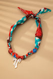 Christmas Bow Scarf Necklace: Pink/Mint