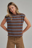 New Perspective Sweater Top: Chocolate/ Blue