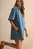 Southern Stroll Denim Shift Dress: Medium Wash