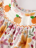 Fall Florals Smocked Bubble: Orange Mix