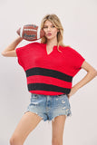 Varsity Sweater Top: Orange/White