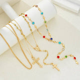 Egyptian Stone Cross Necklace: Gold